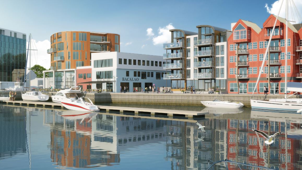 Nobel Rør installerte VVS i leiligheter på Lofoten Brygge i Svolvær. Illustrasjon av Lofoten Brygge.